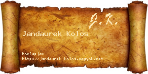 Jandaurek Kolos névjegykártya